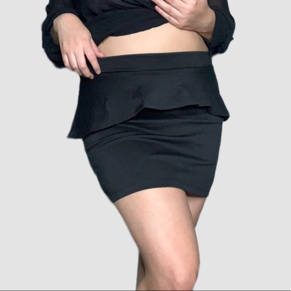 Black Peplum Mini Skirt